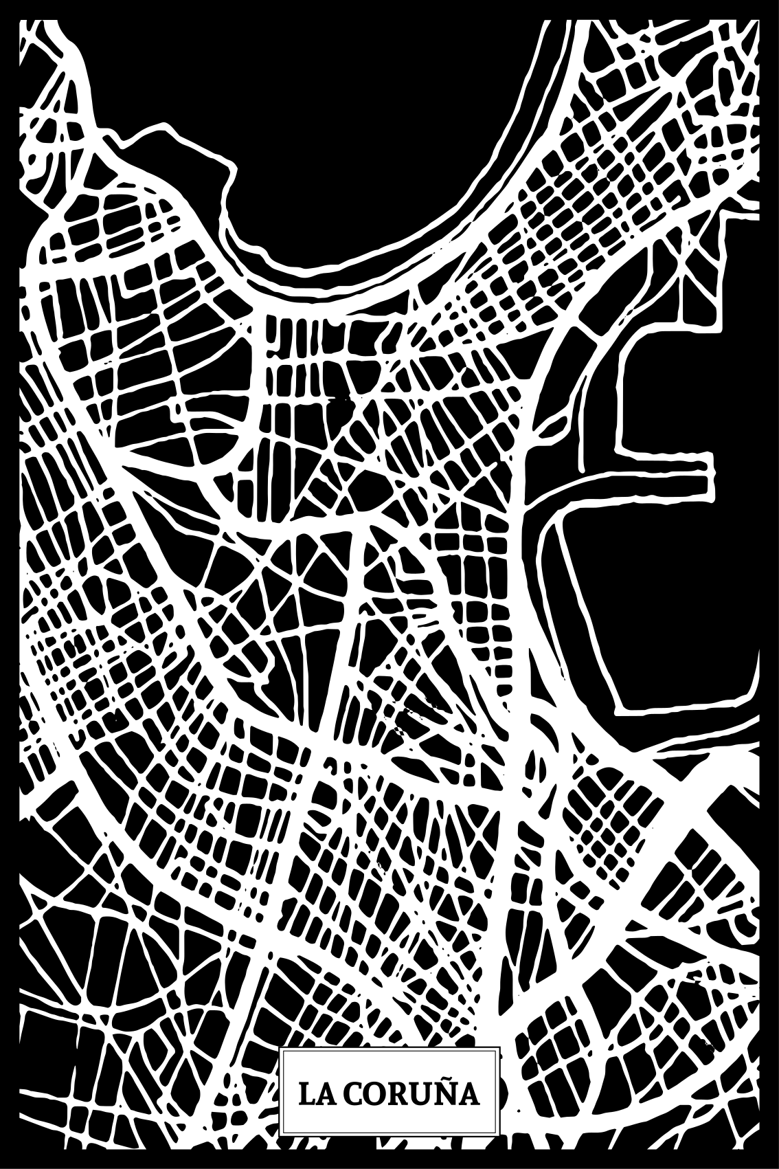 Poster salon carte topographique de coruña - TenStickers