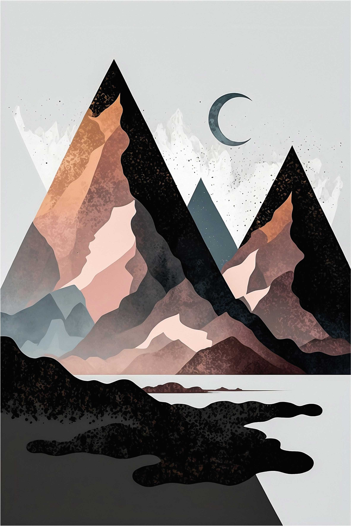 Poster salon montagnes géométriques nordiques - TenStickers