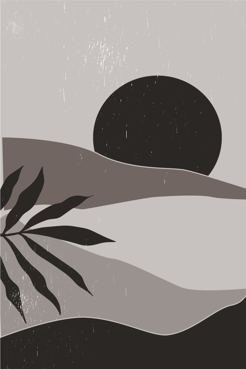 Poster salon coucher de soleil noir et blanc désert - TenStickers
