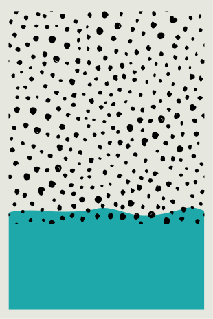 Poster salon peinture abstraite bleue avec points noirs - TenStickers