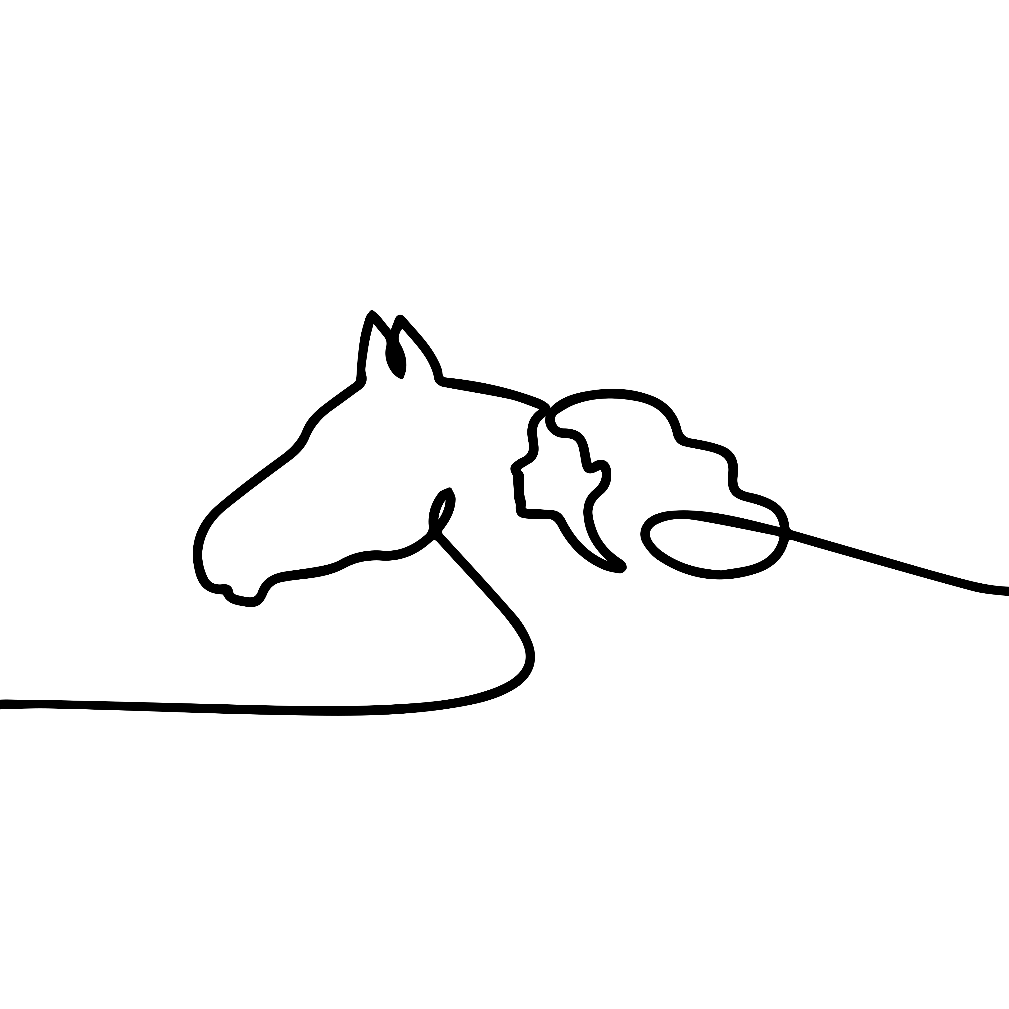 Poster salon illustration ligne femme et chevaux - TenStickers