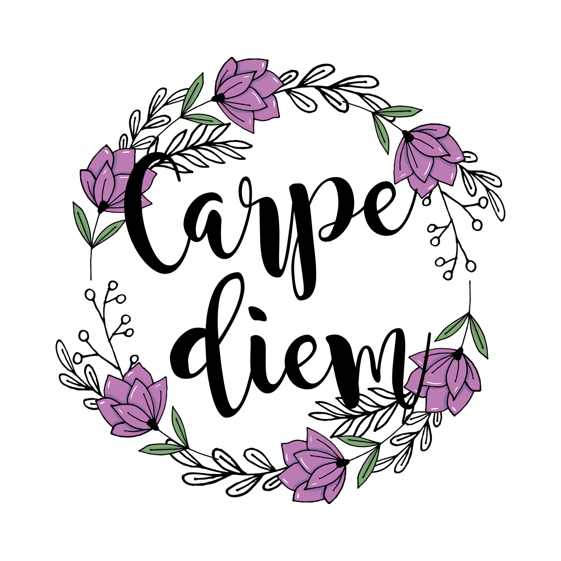 Poster salon motif floral coloré carpe diem - TenStickers