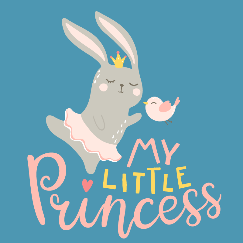 Poster chambre enfant lapin avec citation ma petite princesse - TenStickers