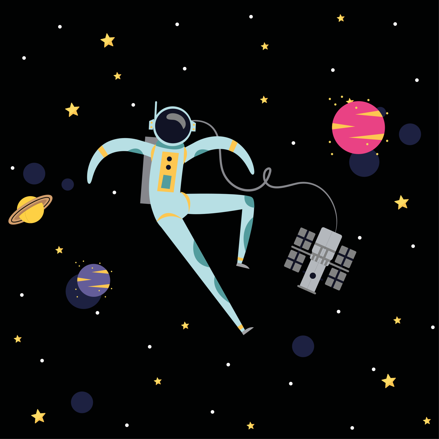 Poster chambre enfant astronaute flottant dessin - TenStickers
