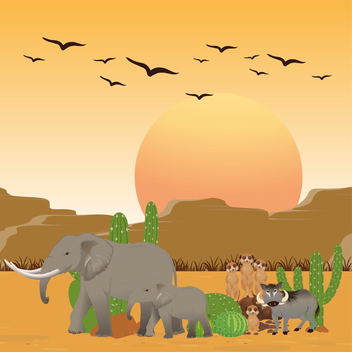 Poster chambre enfant animaux africains sauvages - TenStickers