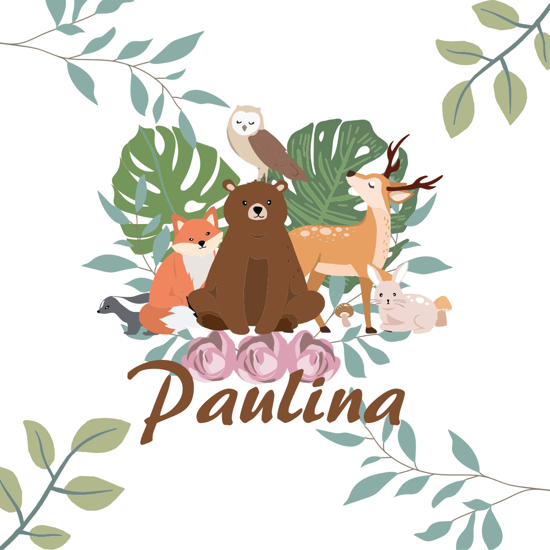 Poster chambre enfant animaux de la forêt personnalisés - TenStickers