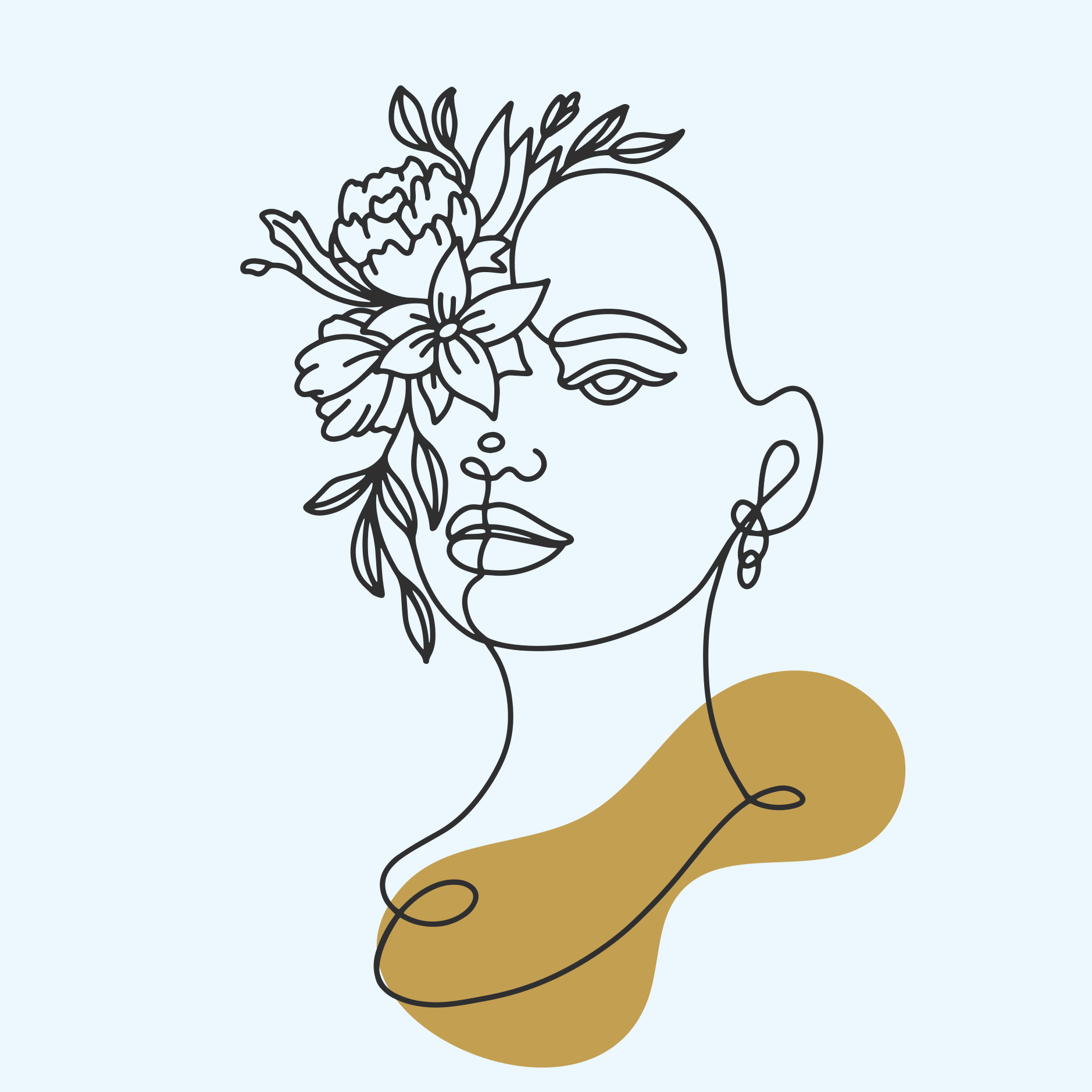 Poster fleurs lignes de femmes abstraites - TenStickers