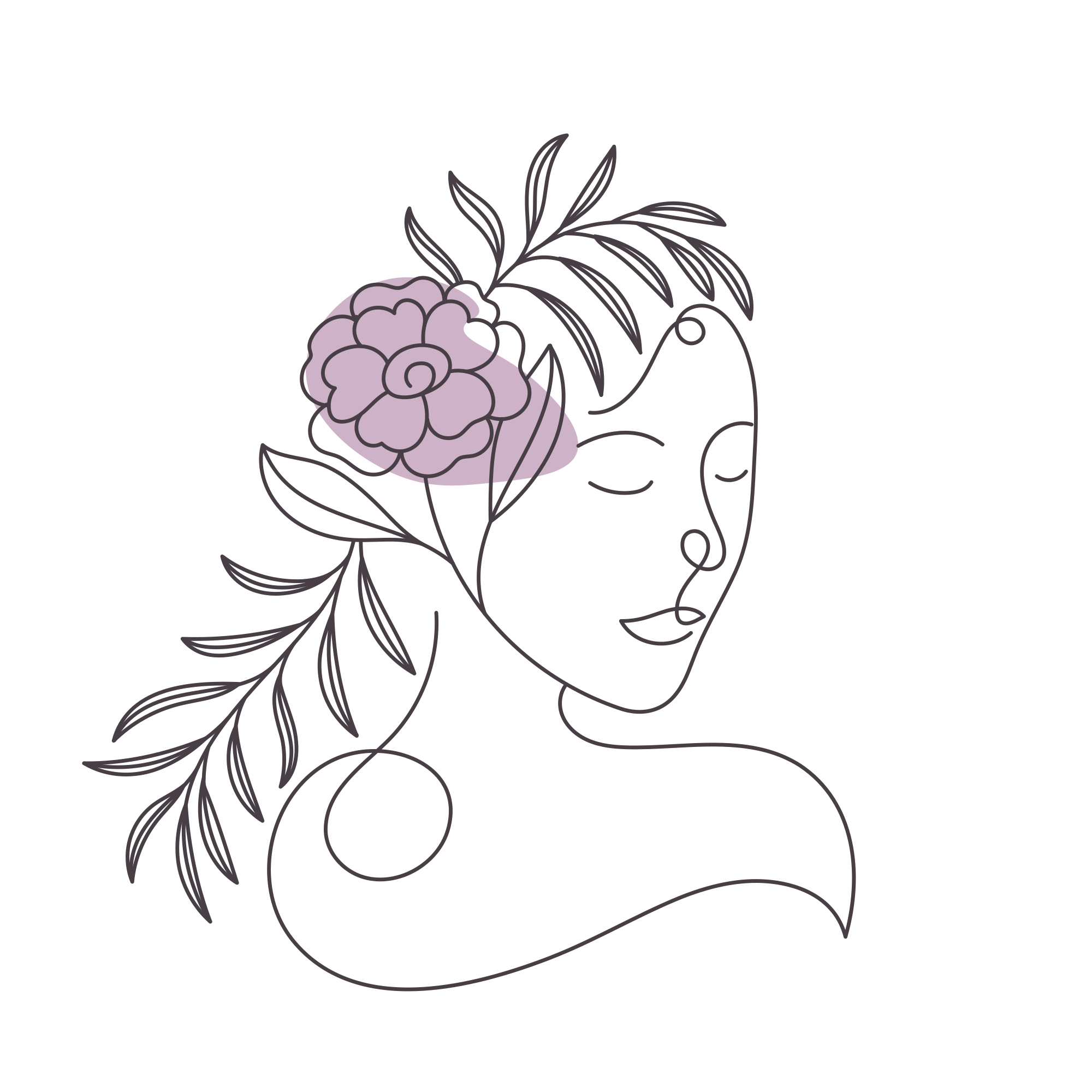 Poster fleurs visage féminin minimaliste - TenStickers