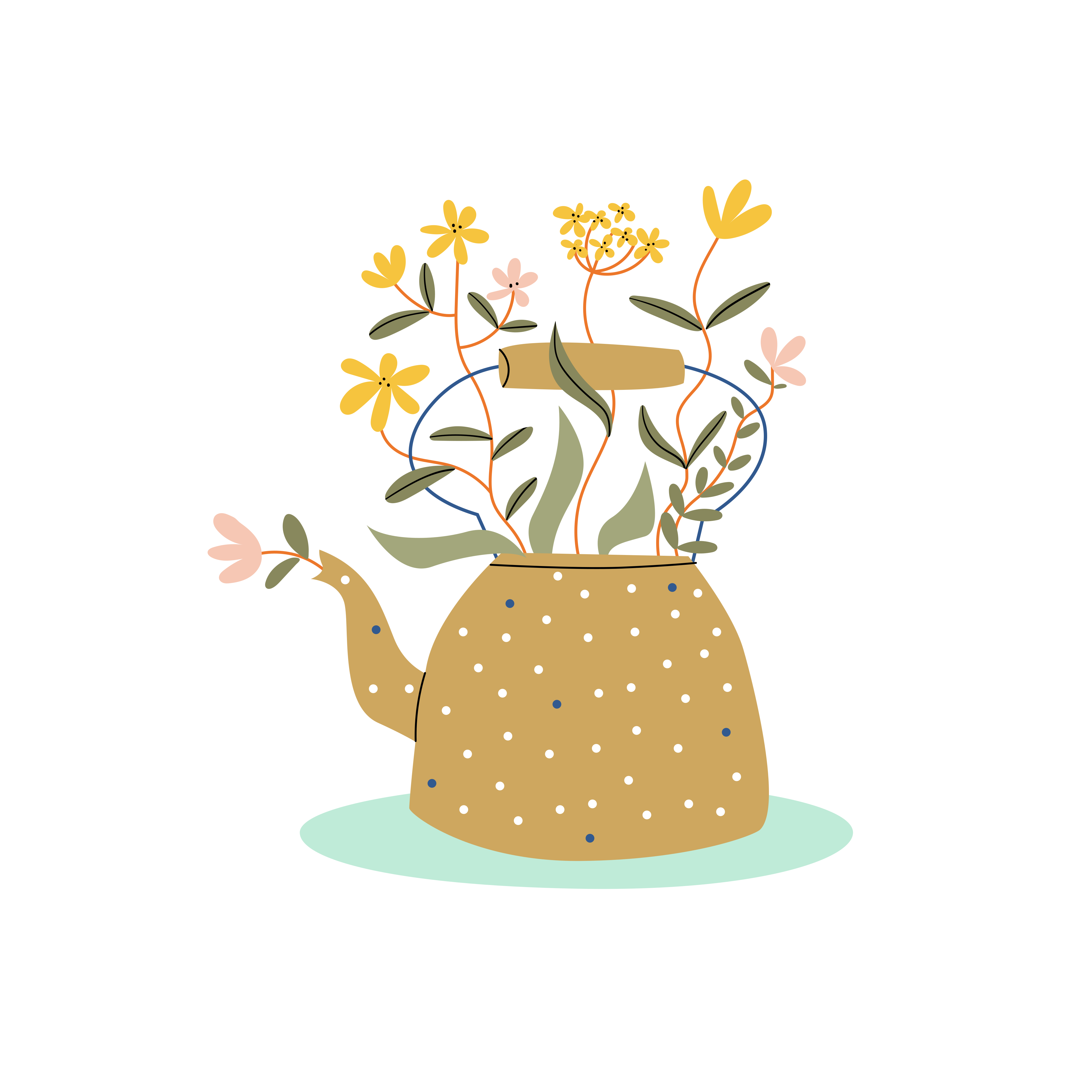 Poster fleurs arrosoir abstrait - TenStickers