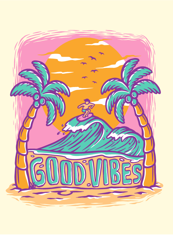 Poster ados good vibes surf - TenStickers