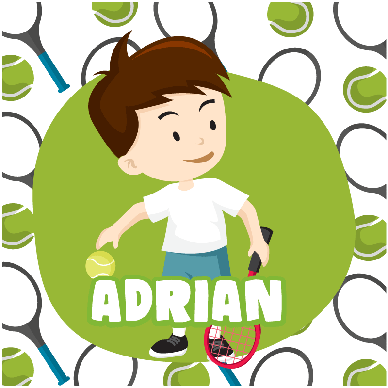 Poster sports joueur de tennis enfant avec nom - TenStickers