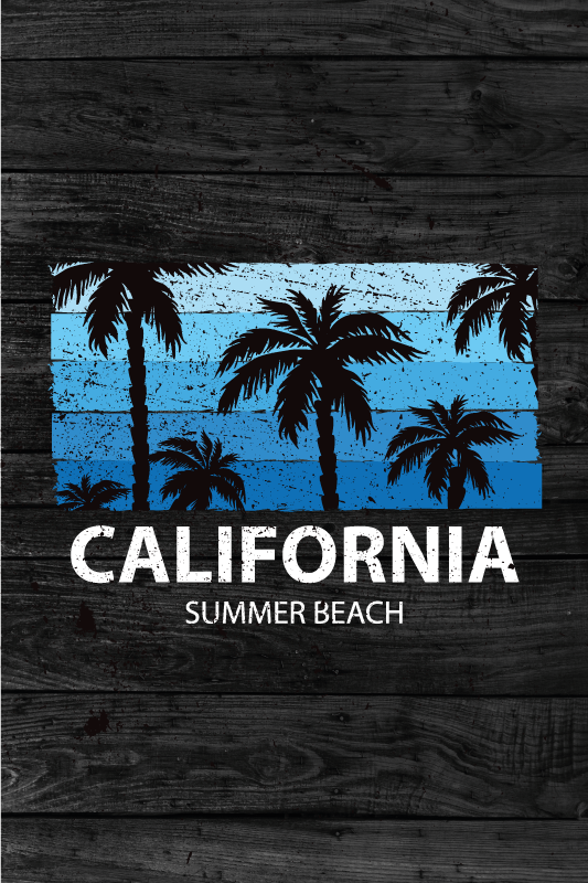 Poster villes et pays affiche plage été californie - TenStickers