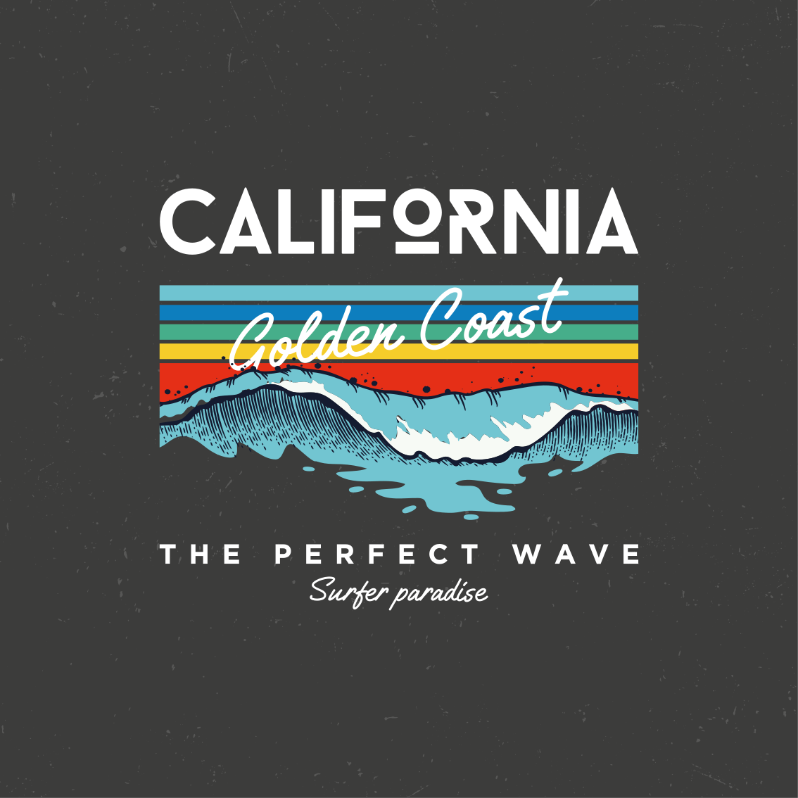 Poster villes et pays vagues de plage californie - TenStickers