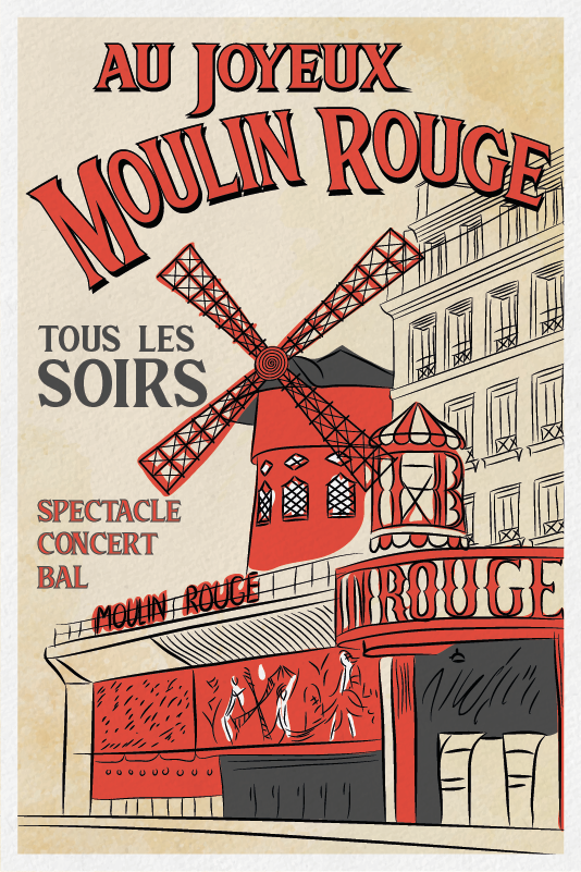 Poster villes et pays le moulin rouge - TenStickers