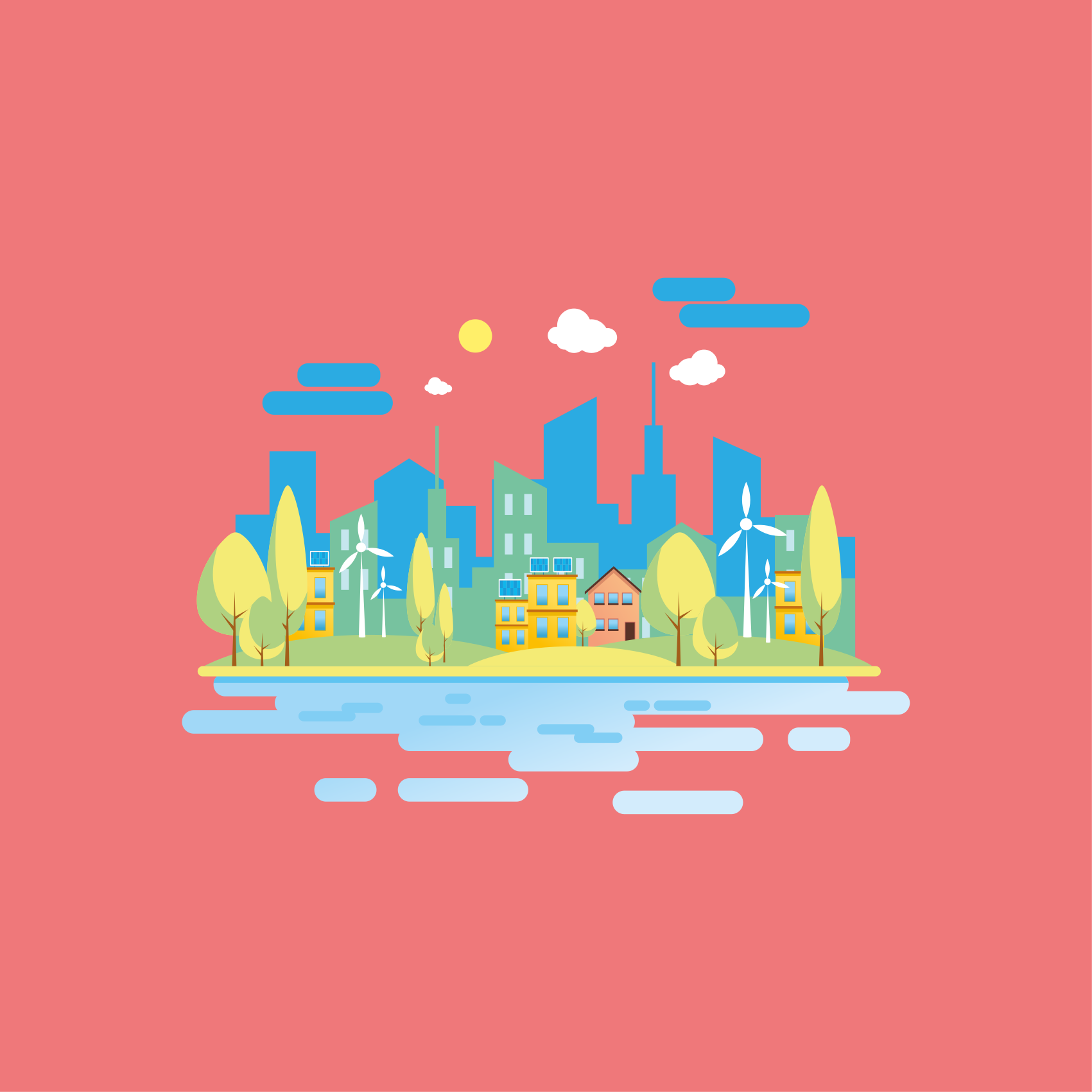 Poster villes et pays paysage urbain moderne - TenStickers