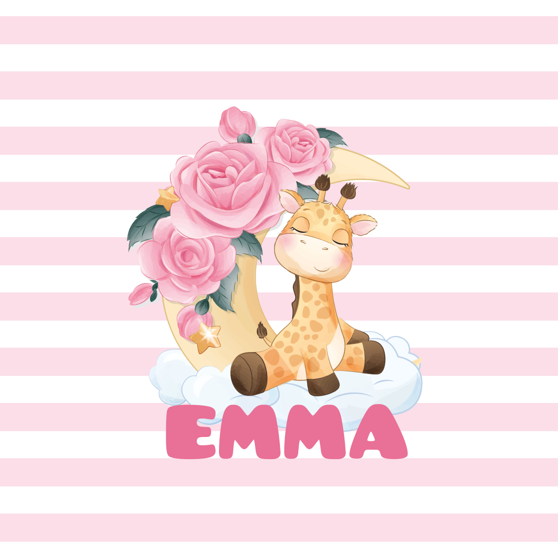 Poster personnalisable portrait de girafe mignonne - TenStickers