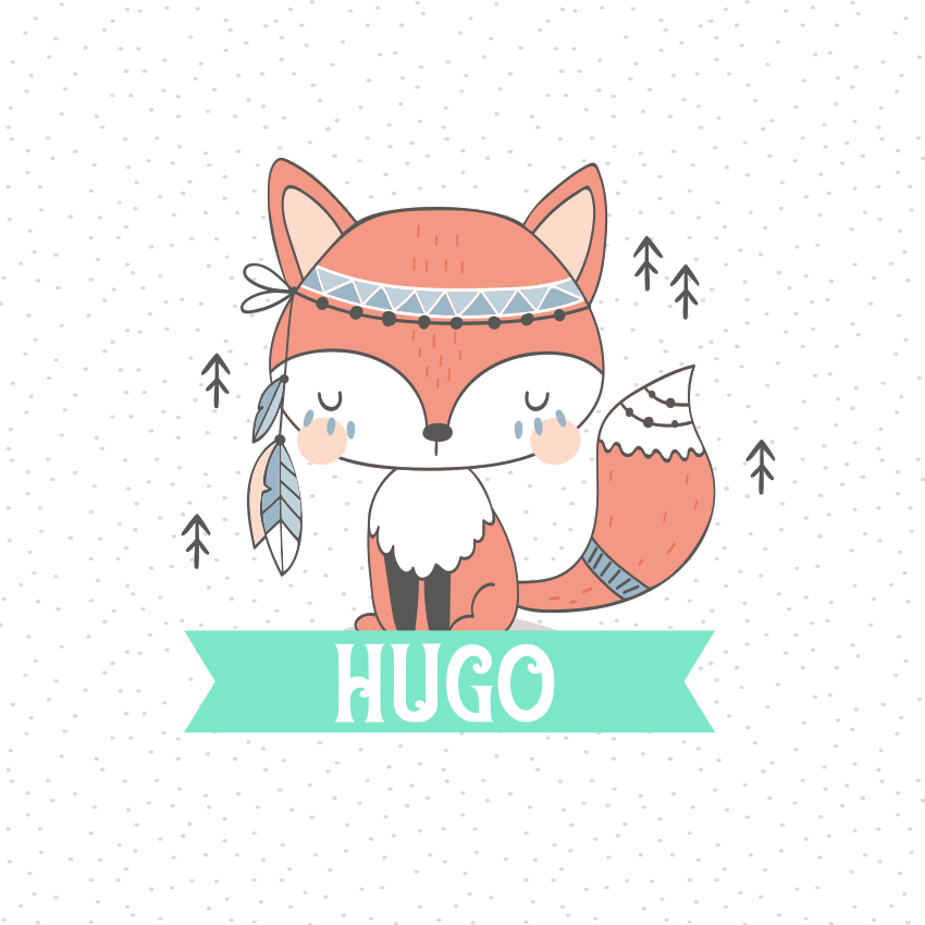 Poster personnalisable figurine renard adorable - TenStickers