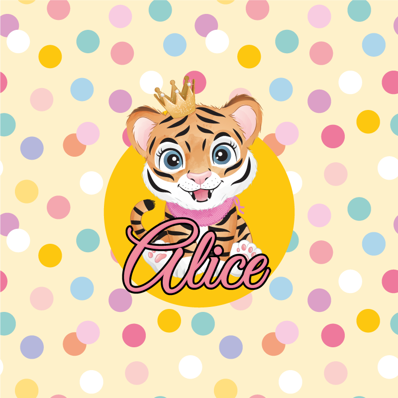 Poster personnalisable personnage de tigre mignon - TenStickers