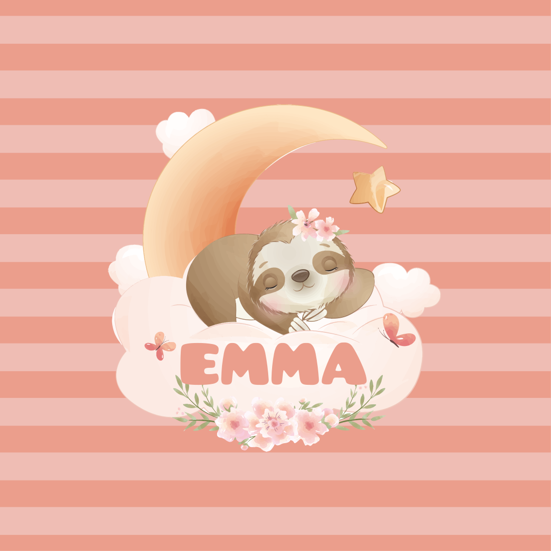 Poster personnalisable paresseux et lune - TenStickers