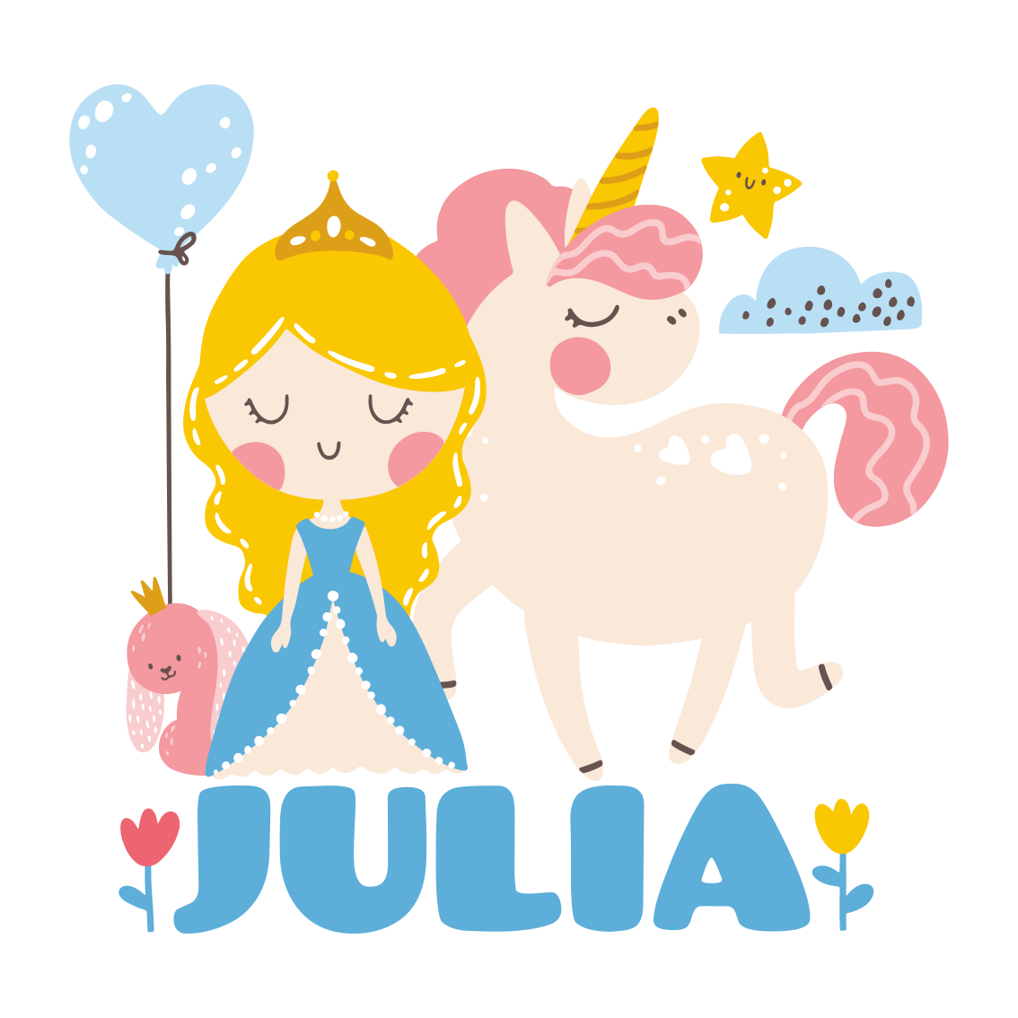 Poster personnalisable princesse avec licorne - TenStickers