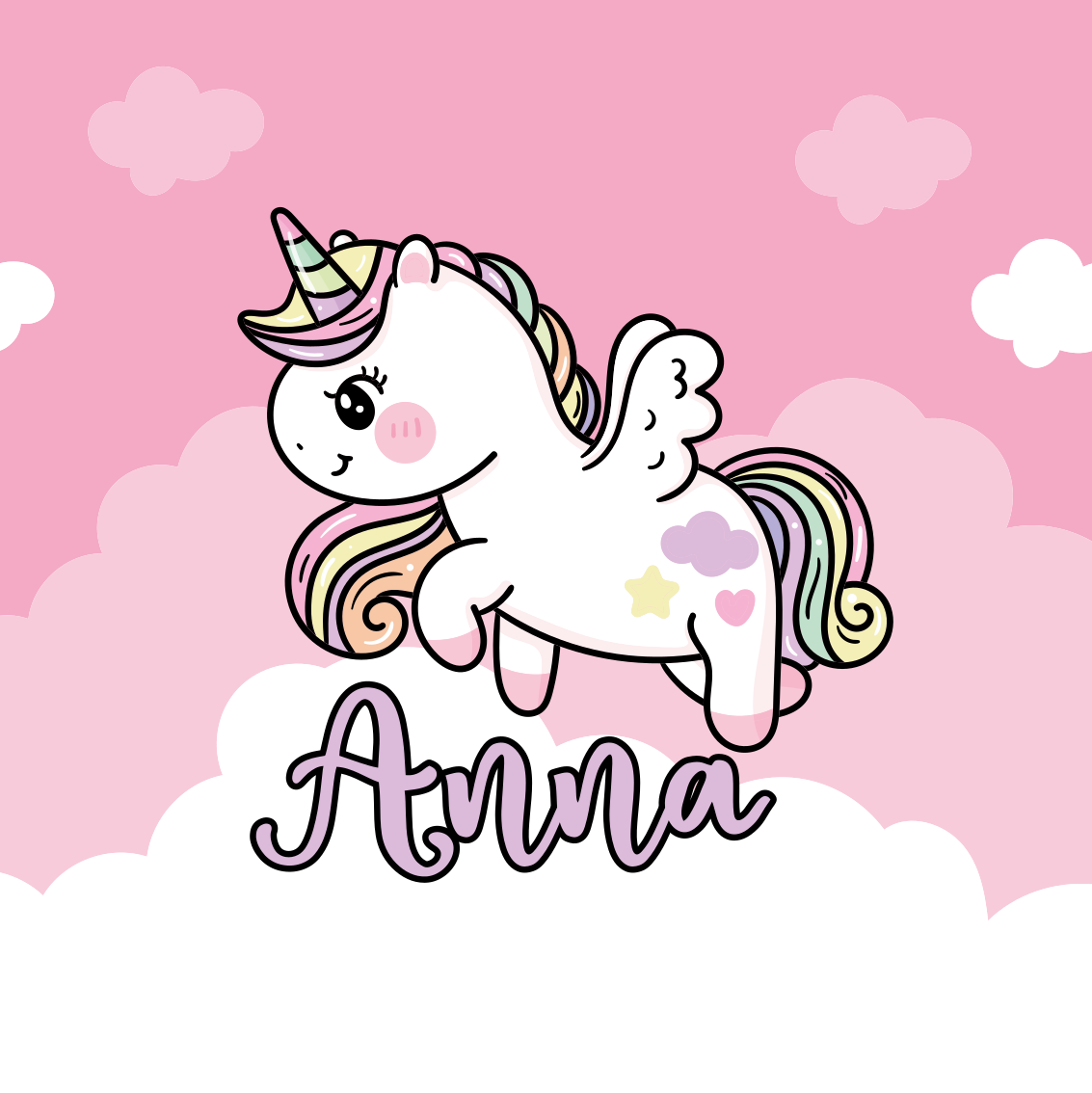 Poster personnalisable licorne mignonne et féerique - TenStickers
