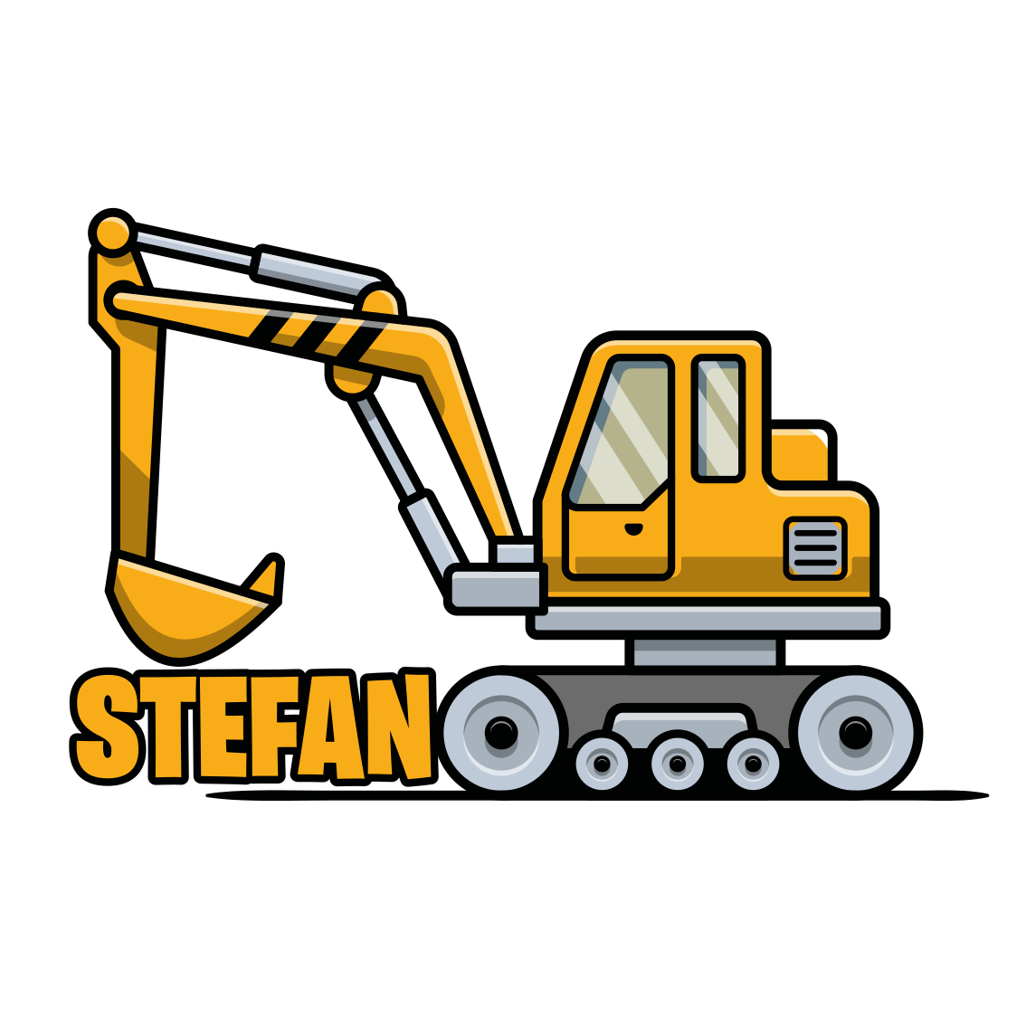 Poster personnalisable design de machine excavatrice - TenStickers