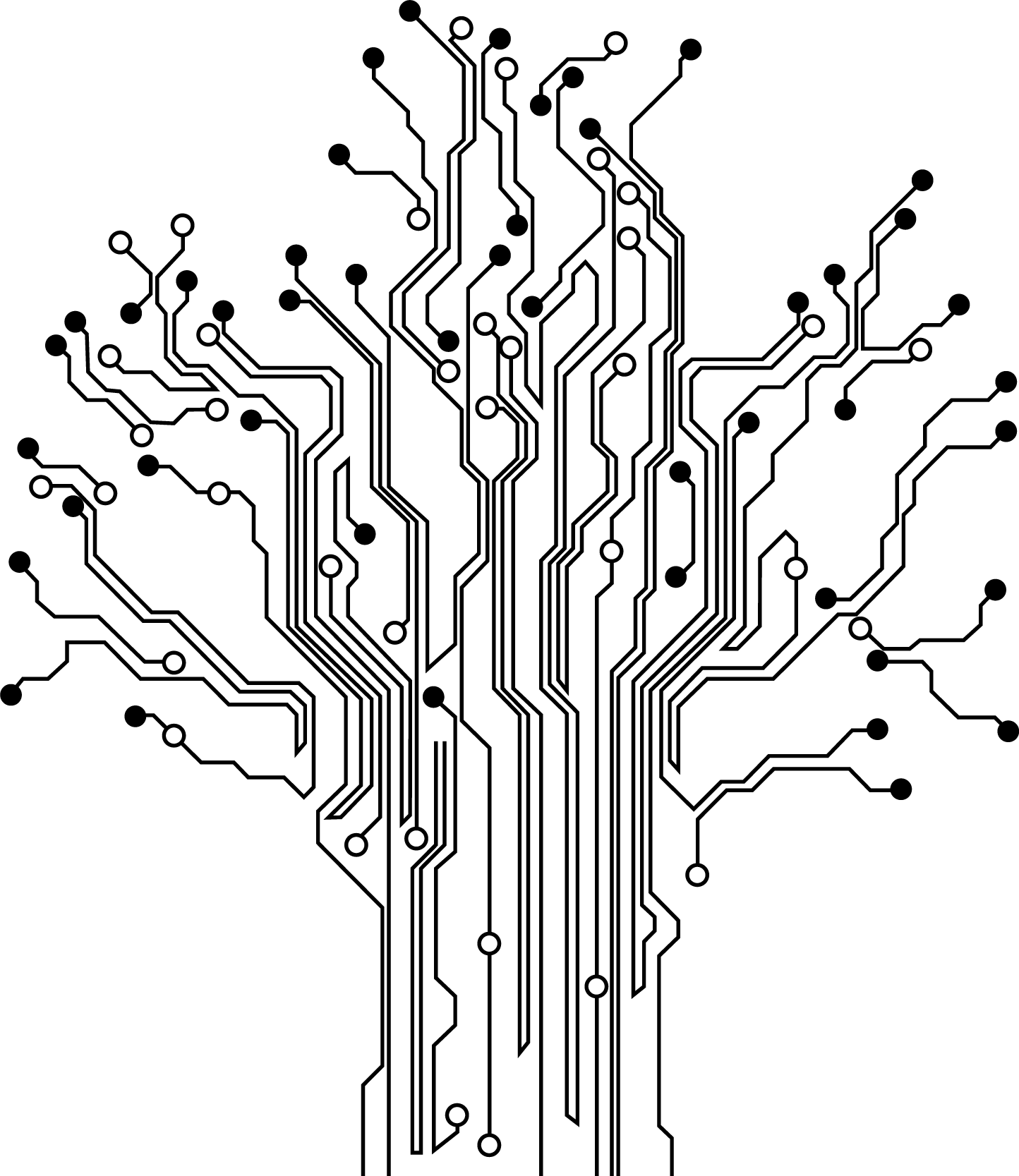 Poster arbre vinyle décoratif circuits - TenStickers