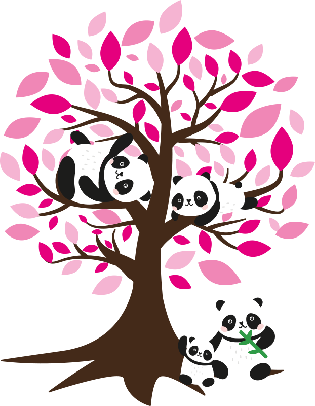 Poster arbre autocollant murale enfants panda - TenStickers