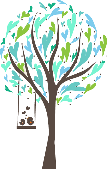 Poster arbre oiseaux balançoire décoratif enfant - TenStickers