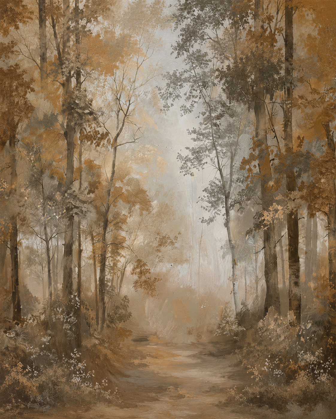 Poster arbre bosquet d'automne ambré - TenStickers