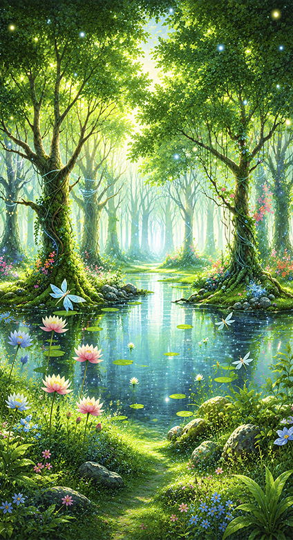 Poster arbre fresque de fées fantaisistes - TenStickers