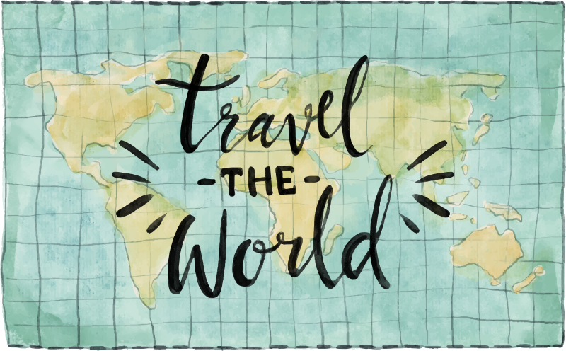 Poster carte du monde tapis vinyle voyage autour du monde - TenStickers