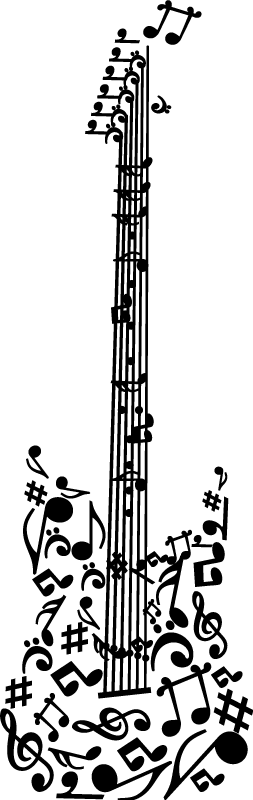 Poster musique guitare sur pentagramme décoratif - TenStickers