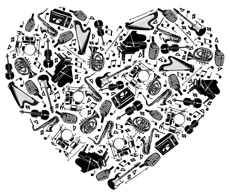 Poster musique design en forme de cœur - TenStickers