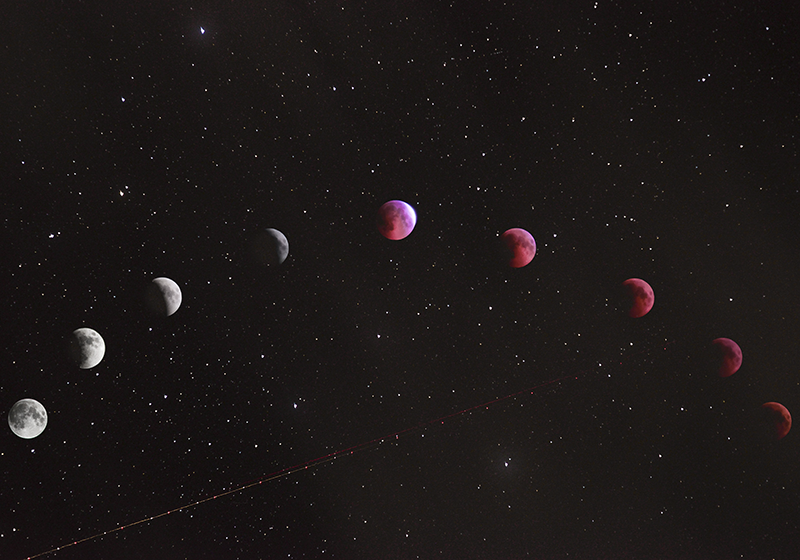Poster paysages phases de lune avec fond galactique - TenStickers