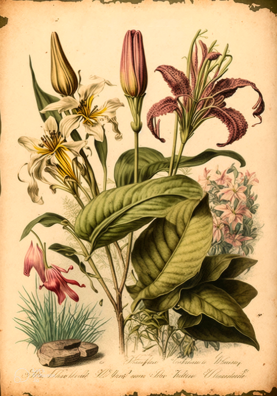 Poster vintage impression botanique vintage - TenStickers