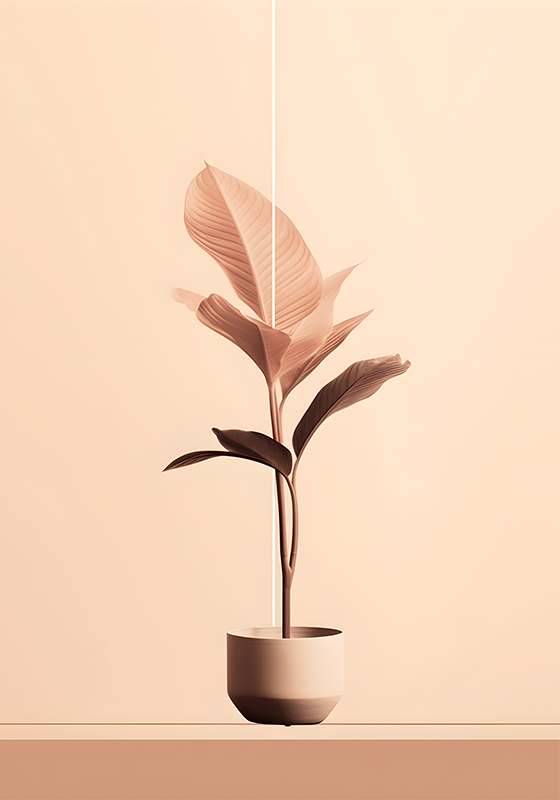 Poster plantes plante verticale en couleurs beiges - TenStickers