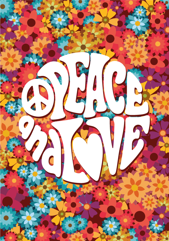 Poster fleurs paix et amour - TenStickers