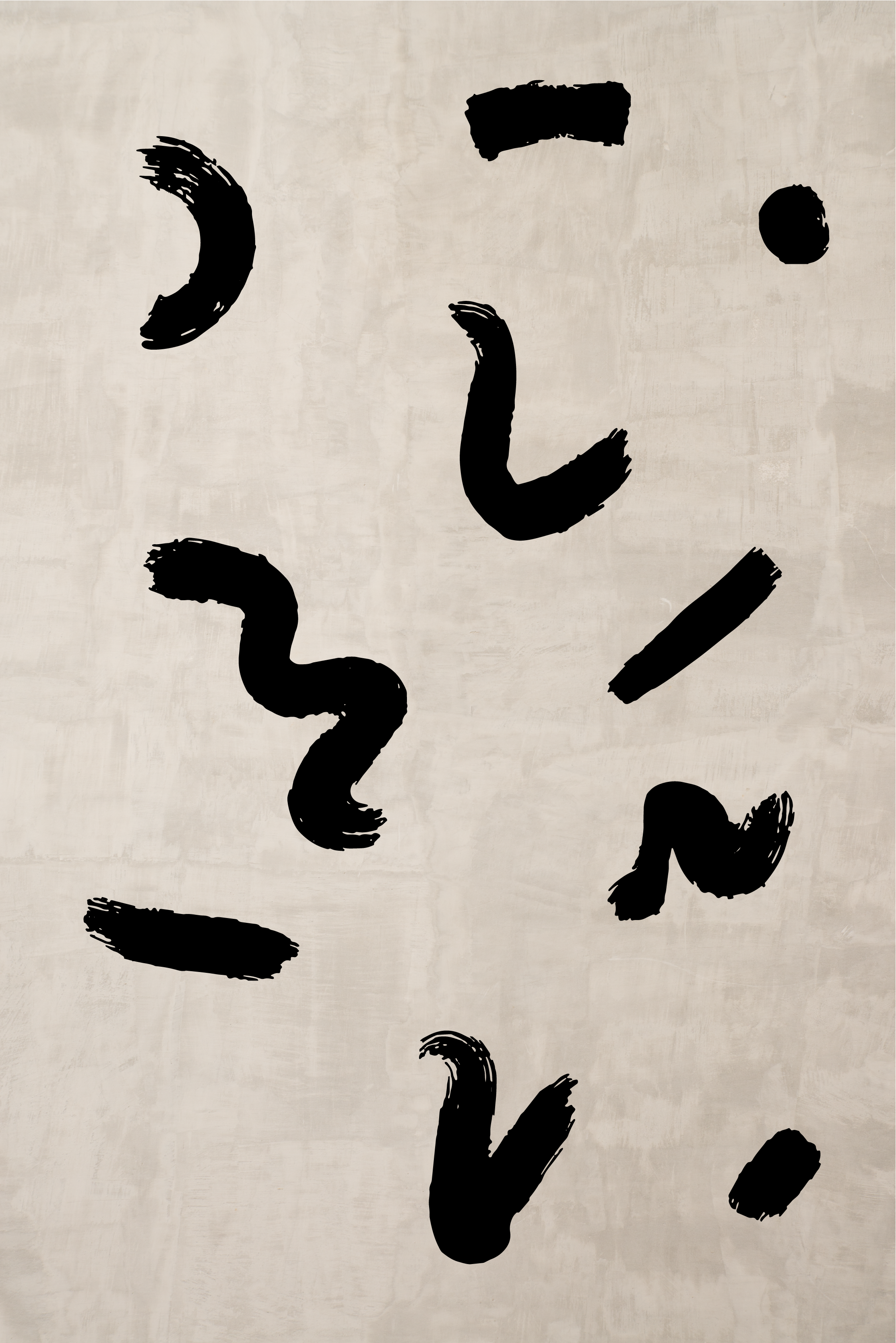Poster art formes de pinceau en noir - TenStickers
