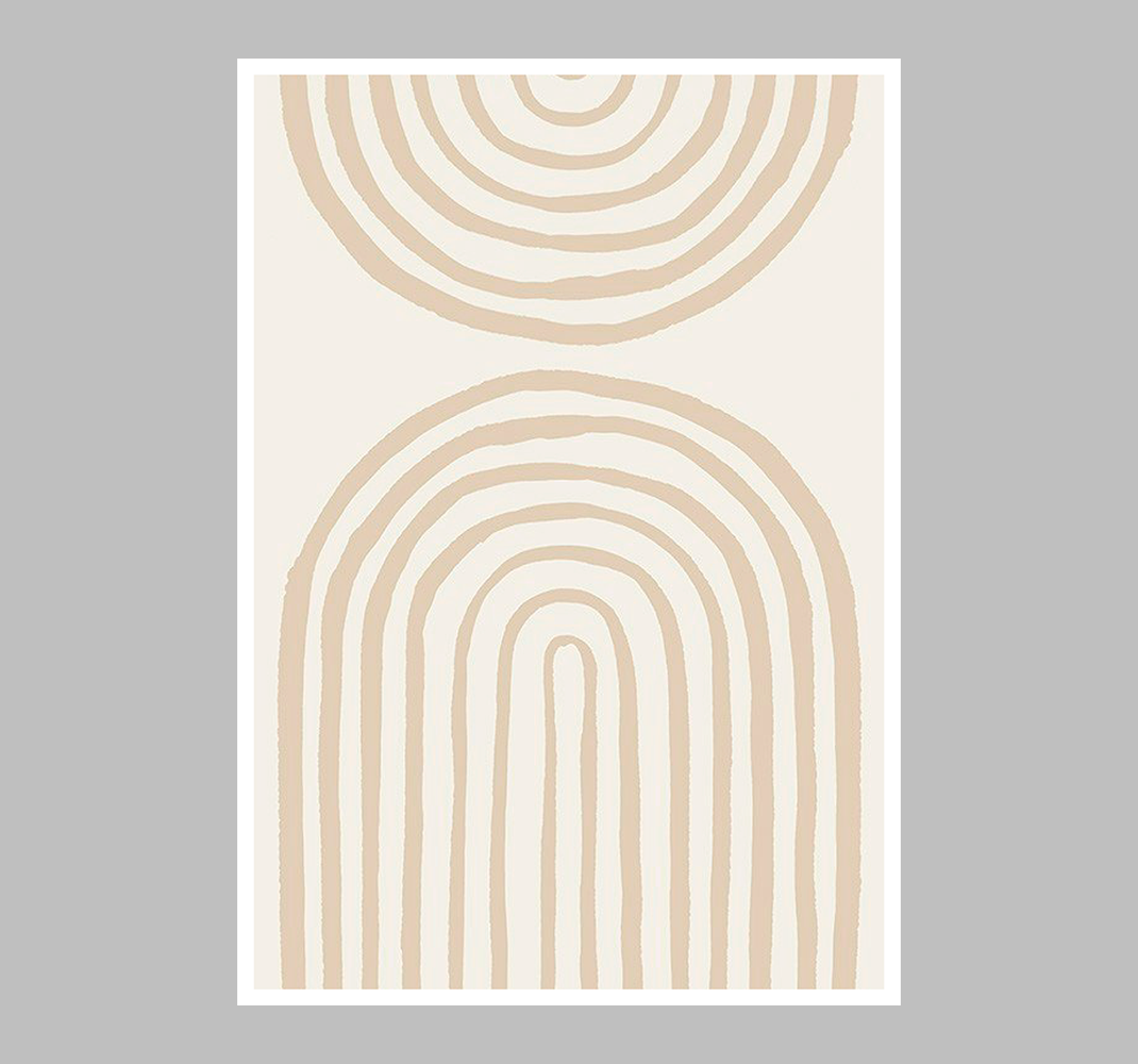 Poster art lignes douces en beige - TenStickers