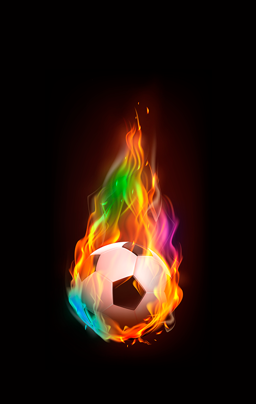 Poster football boule de feu multicolore - TenStickers