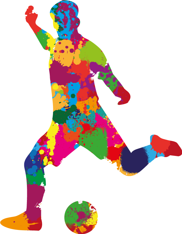 Poster football joueur éclaboussures de couleurs - TenStickers