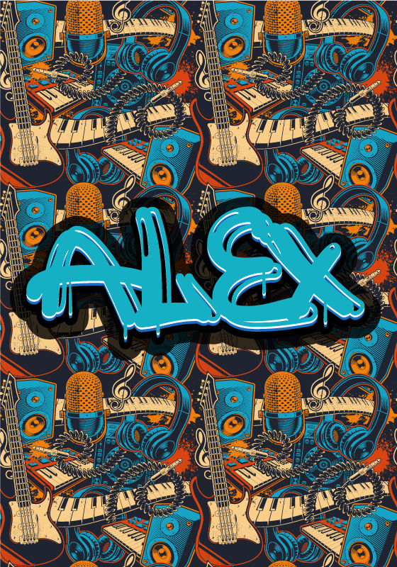 Poster graffiti musique avec prénom - TenStickers
