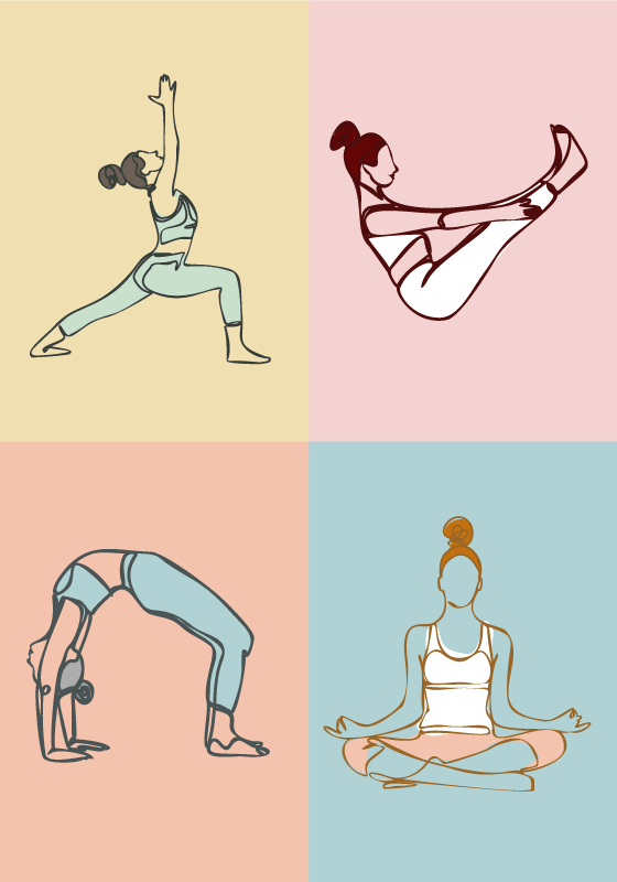 Poster positions de yoga coloré - TenStickers