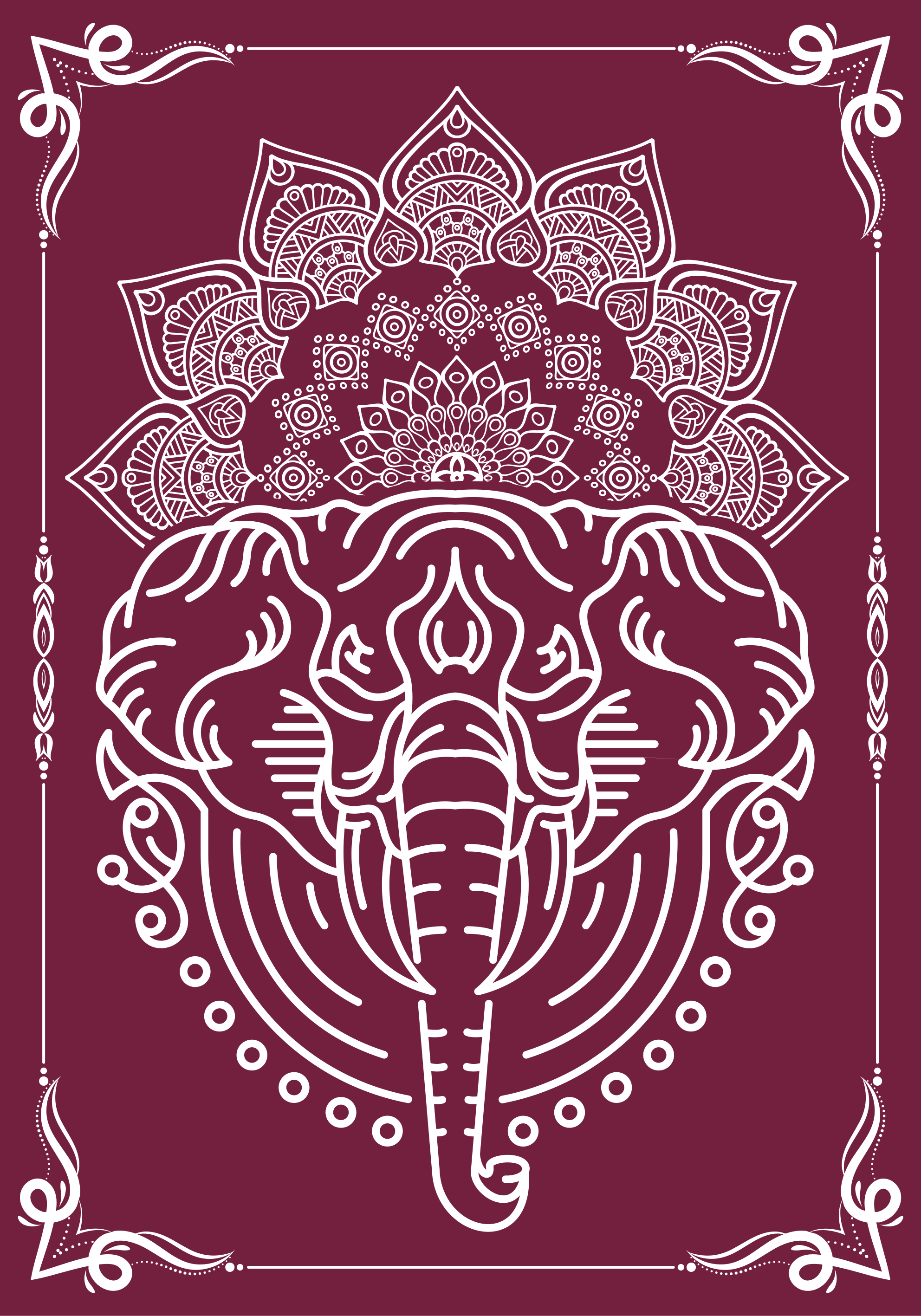 Poster d'un éléphant style mandala - TenStickers
