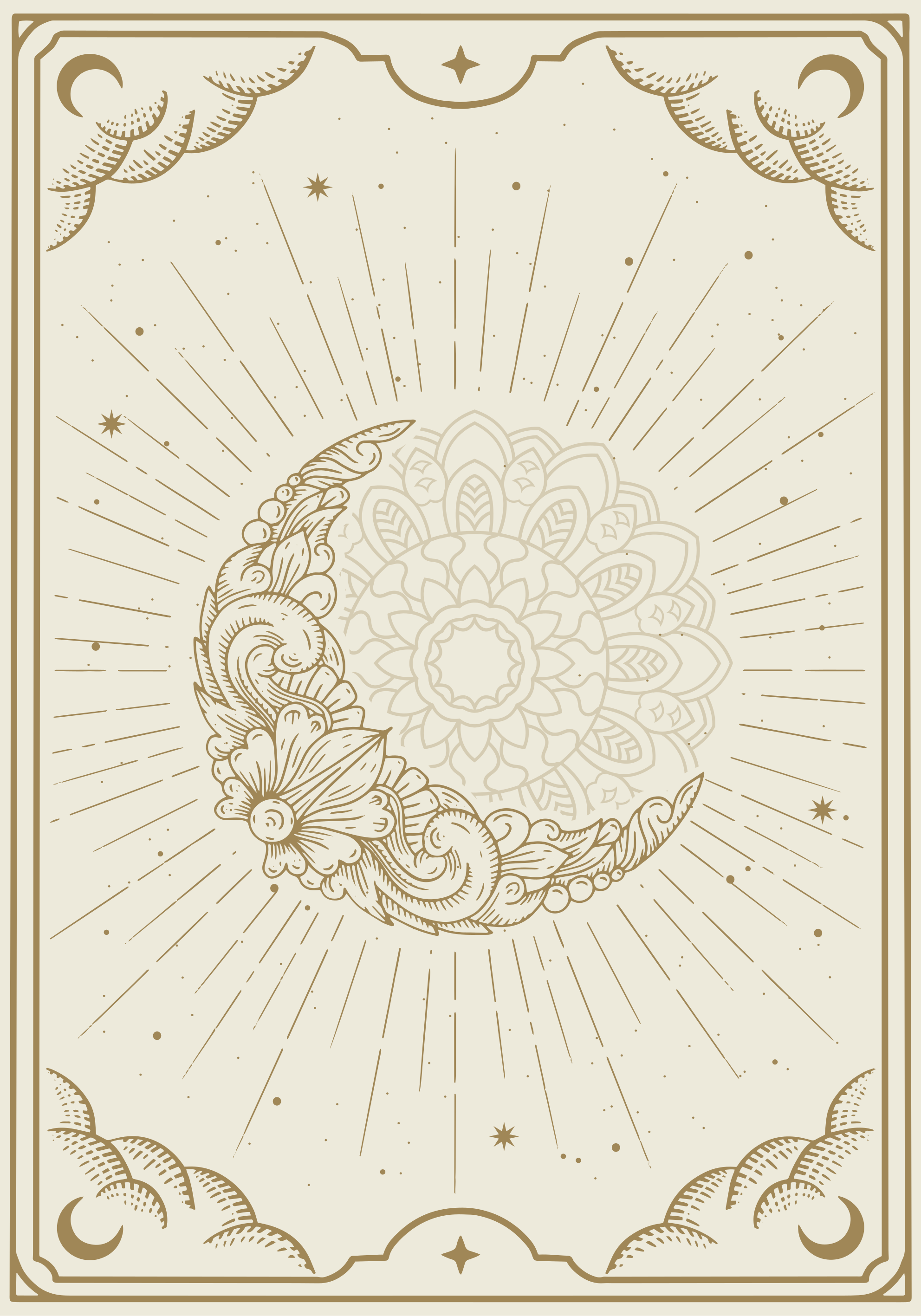 Poster tendance mandala motif lune - TenStickers