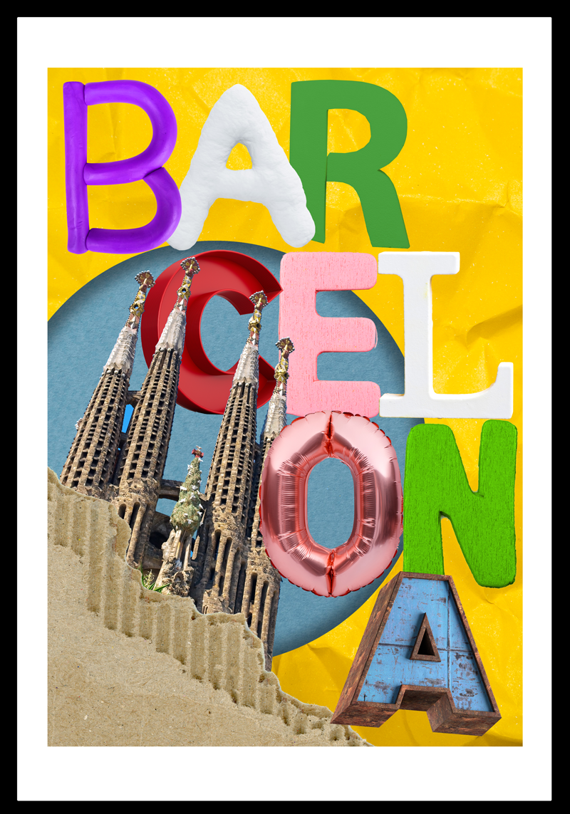 Poster salon collage de Barcelone - TenStickers