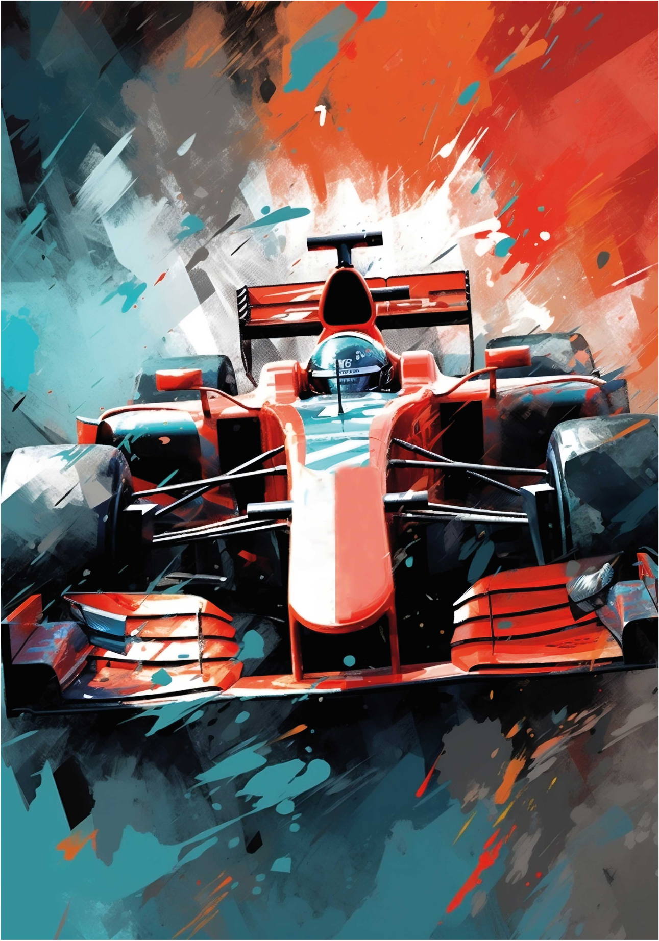 Poster voiture Formule 1 rouge - TenStickers