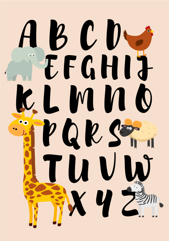 Poster chambre enfant alphabet et animaux - TenStickers
