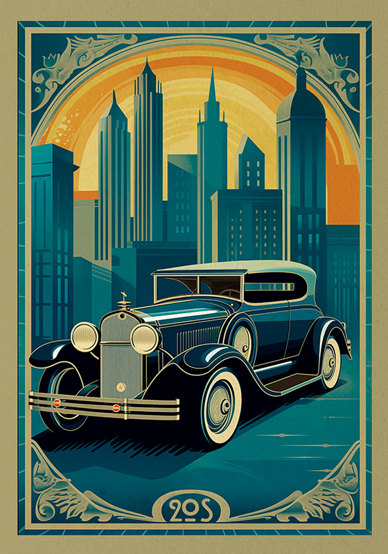 Poster Art Déco voiture des années 20 - TenStickers